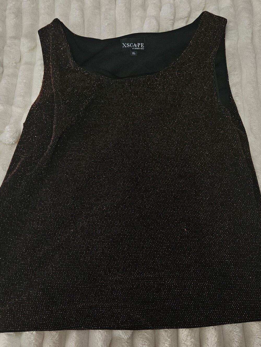 Xscape by Lawrence Kurtz Black Orange/Copper Sparkley Women's Tank Top, Size XL